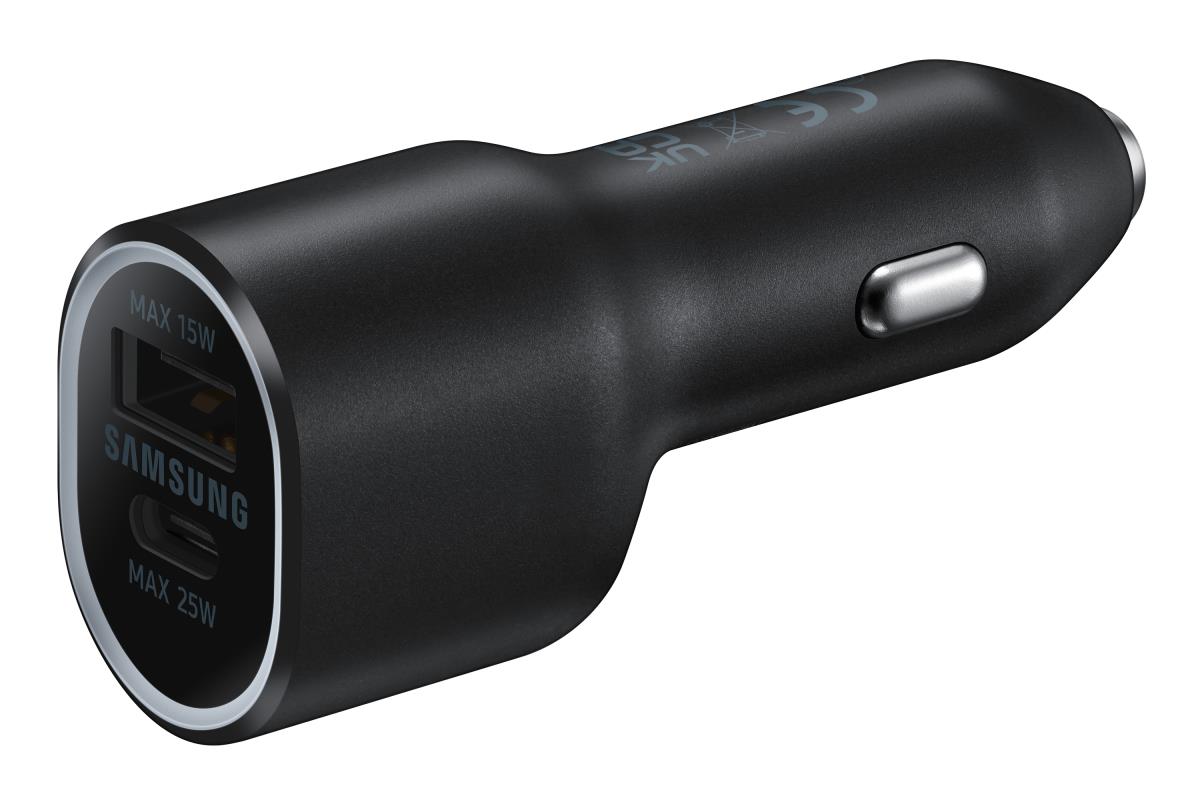Dual Car Charger + Cable - USB A + USB C - Fast Charging 40w - Black