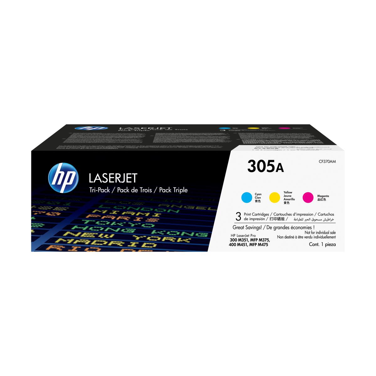 HP Toner Cartridge - No 305A - CMY - 3 Pack