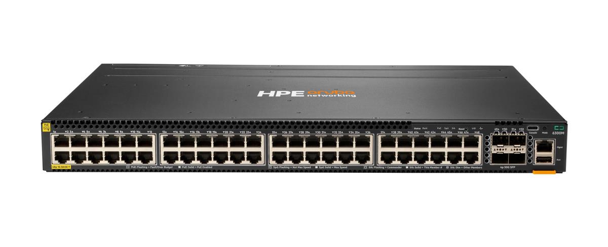 Aruba 6300M 48-port 1GbE Class 4 PoE and 4-port SFP56 Switch