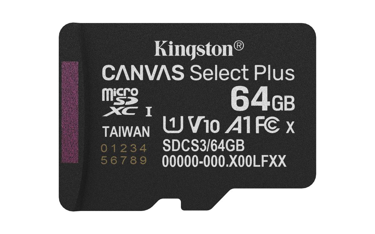 Micro Sdxc Card - Canvas Select Plus - 64GB - Uhs-i U1/u3 Video Class 10/30 A1 Single Pack Without Adapter