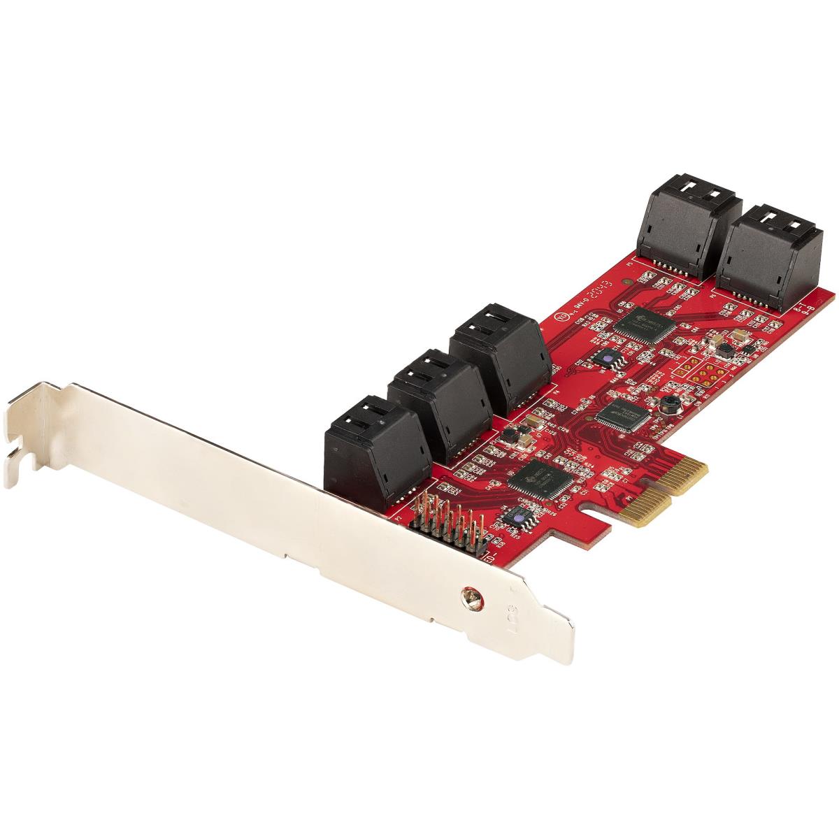 SATA Pcie Card - 10 Port Pcie SATA Expansion Card - 6gbps - Low Full Profile - Stacked SATA Connecto