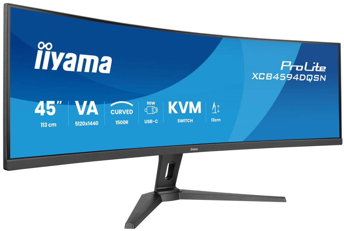 Desktop USB-C Monitor - ProLite XCB4594DQSN-B1 - 45in Curved 1500R - 5120x1440 (DQHD) - Black