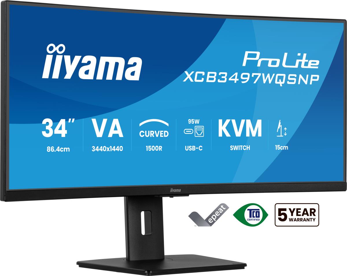 Desktop USB-C Monitor - ProLite XCB3497WQSNP-B1 - 34in Curved - 3440x1440 (UWQHD) - Black