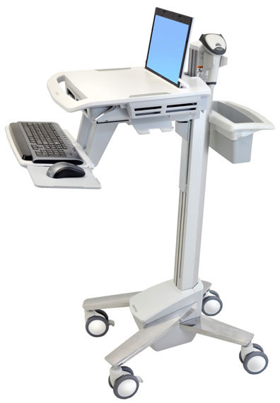 Styleview Emr Laptop Cart Non-powered (white Grey And Polished Aluminum)