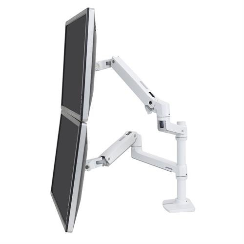 Monitor Mount - LX Dual Stacking Arm - Desk - 2 monitor - Tilt/Pan/Rotate - up to 24in - White
