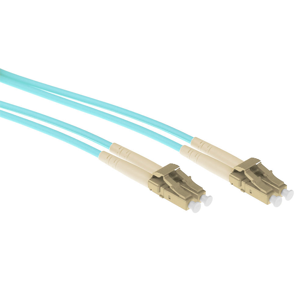 Fiber Optic Cable Multimode 50/125 Om3 Duplex Armored With Lc Connectors 1.5m Aqua