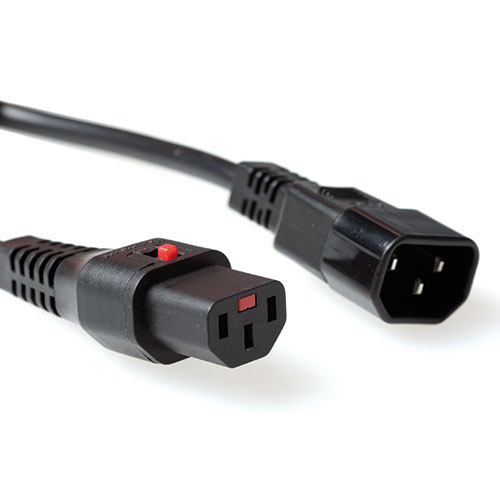 Power Cord 250v - Black - C13 IEC Lock - C14 - 1.5m